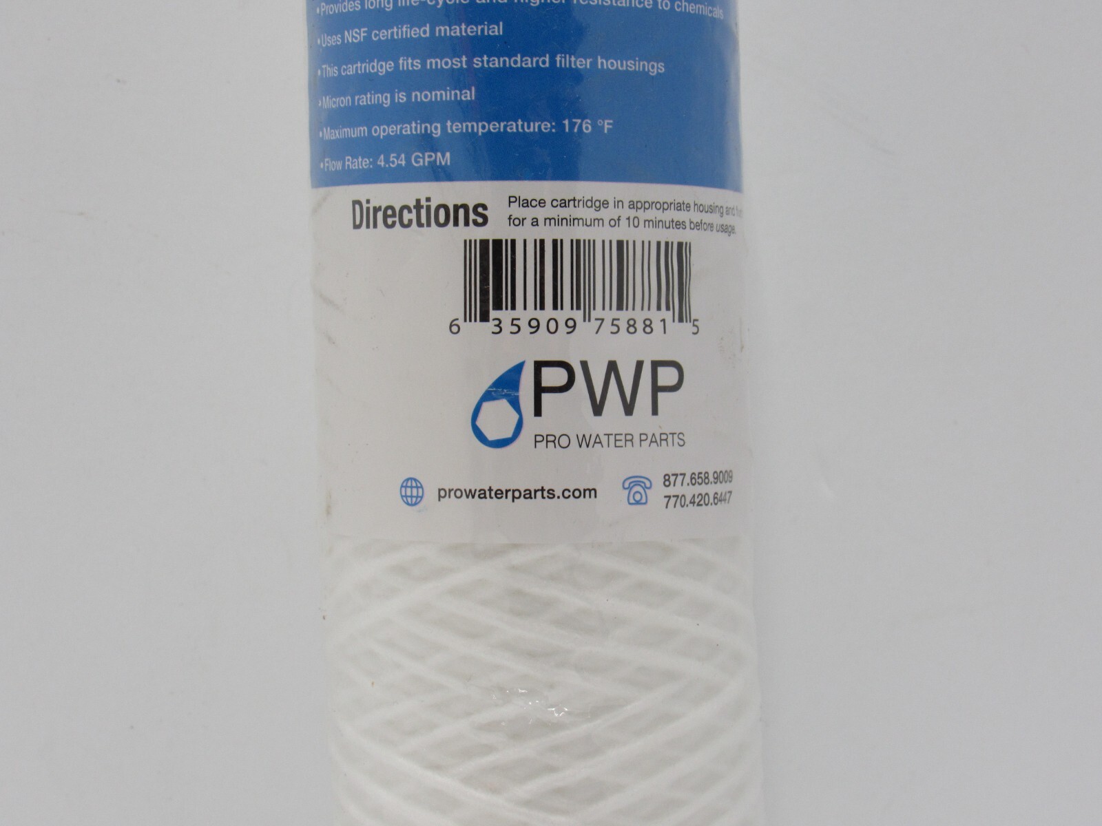 Sediment String Wound Filter Cartridge Standard 20 Micron 2.5″ x 10″ 2-251020-SW