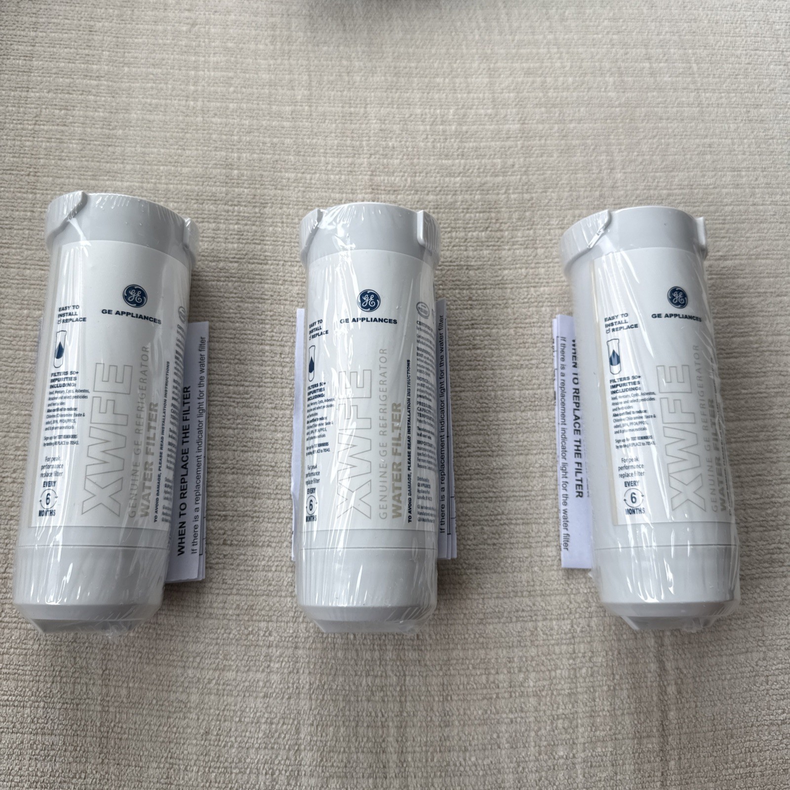 GE XWFE Water Filter 3 Pack Replacement Cartridge for GE Refrigerators – No Chip