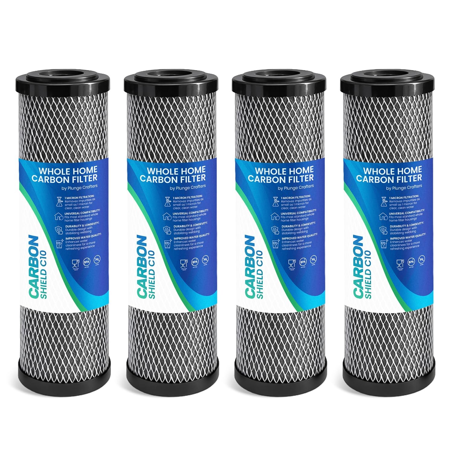 1 Micron 10″ x 2.5″ Activated Carbon Whole House Water Filter Charcoal Block …