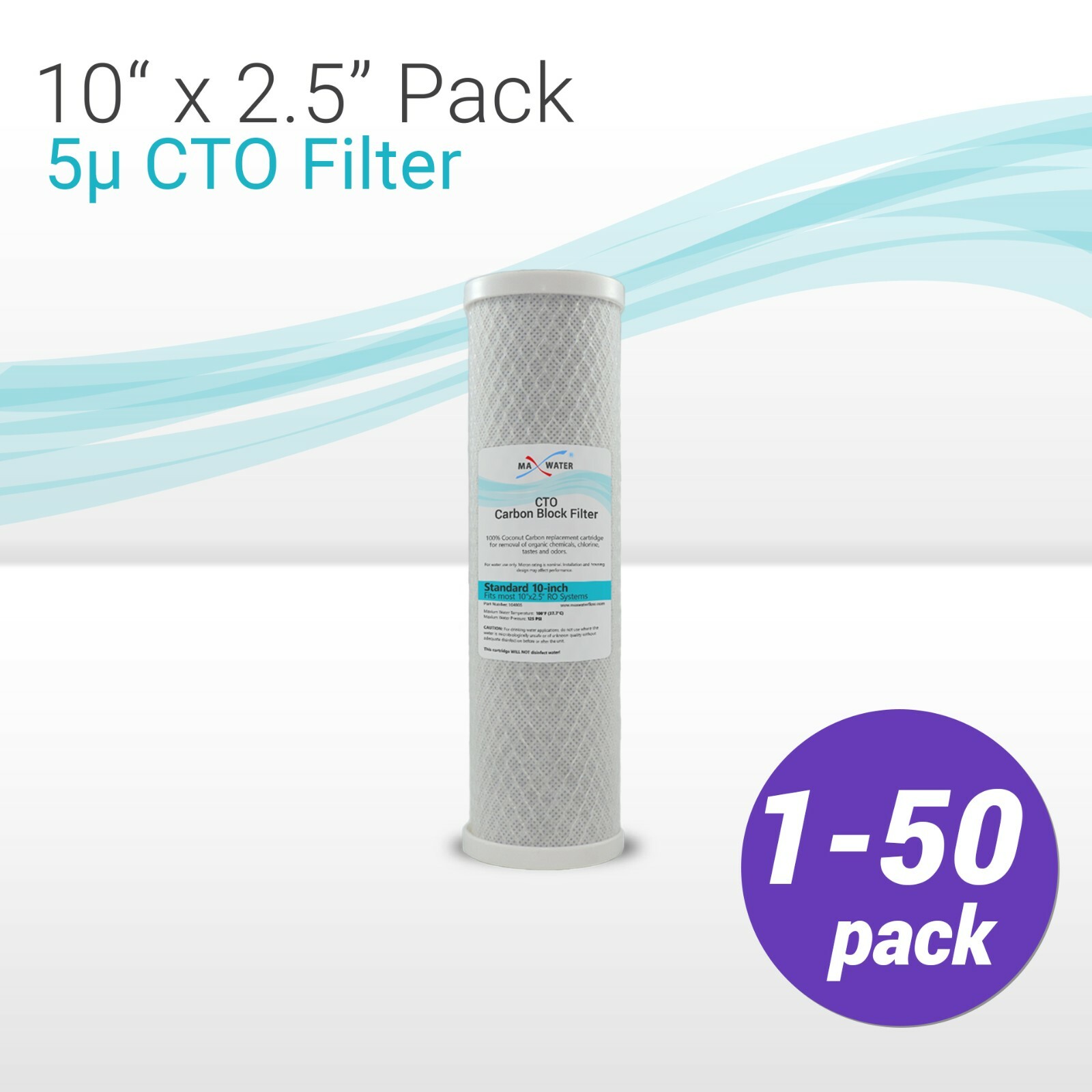 1-25 Pcs 10″ x 2.5″ CTO Coconut shell Carbon Block Water Filter Reverse Osmosis