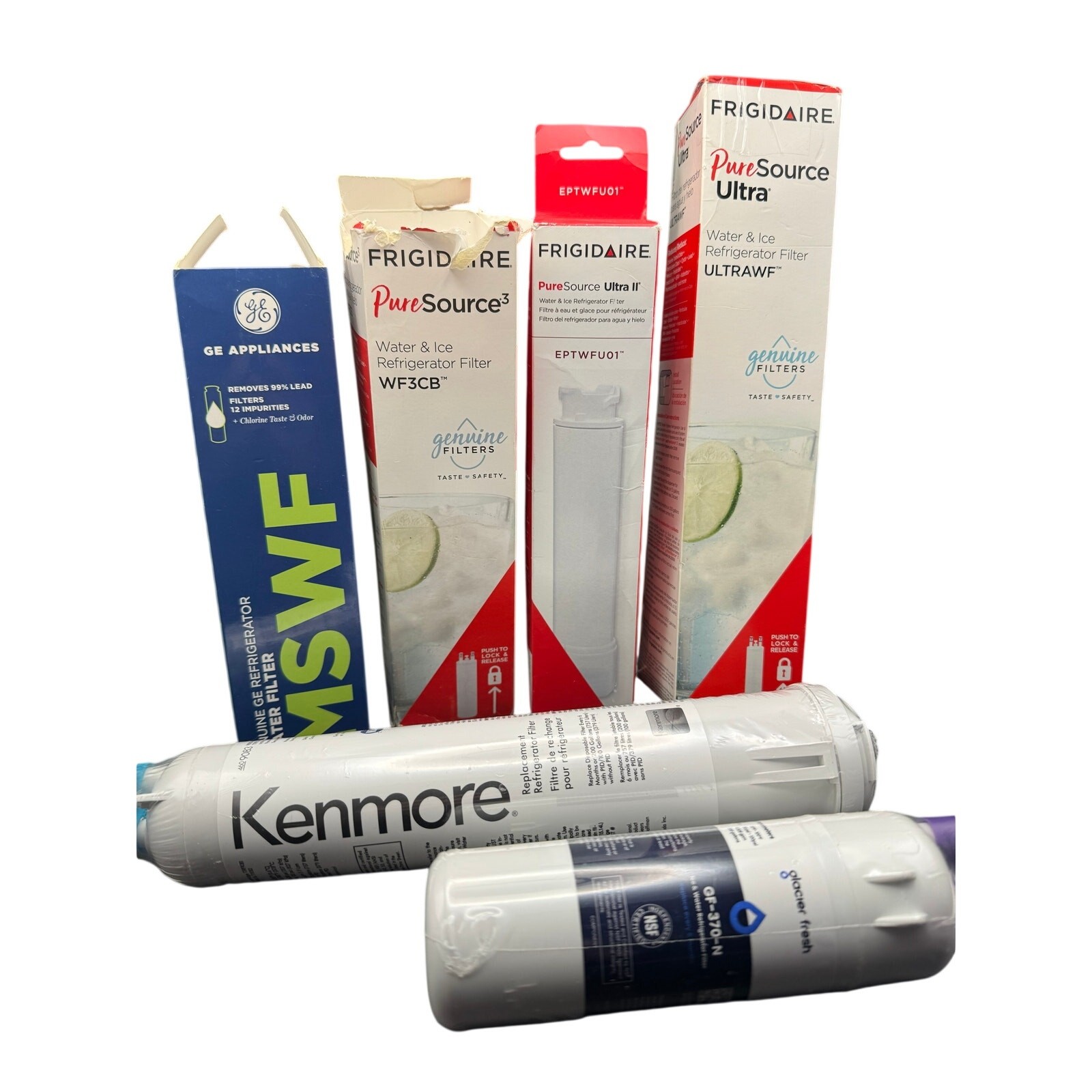 Lot of 6 GE, Frigidaire, Kenmore, Glacier Replacement Refrigerator Water Filters