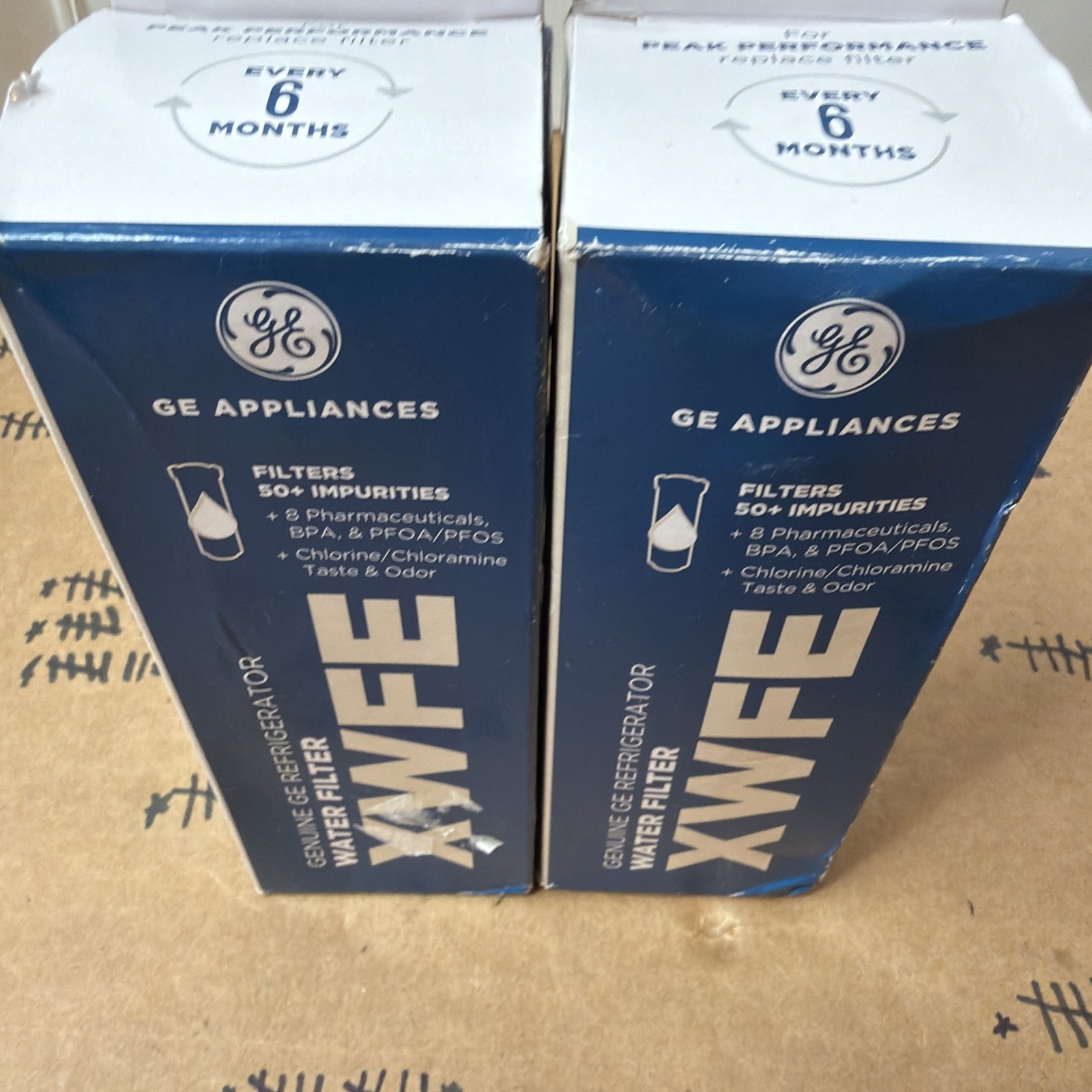 2 Genuine GE XWFE Refrigerator Water Filters New (SEALED) Authentic OEM 1 Year