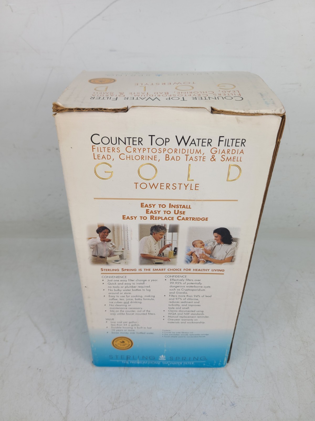 (NEW) Sterling Spring Counter Top Water Filter Gold Towerstyle