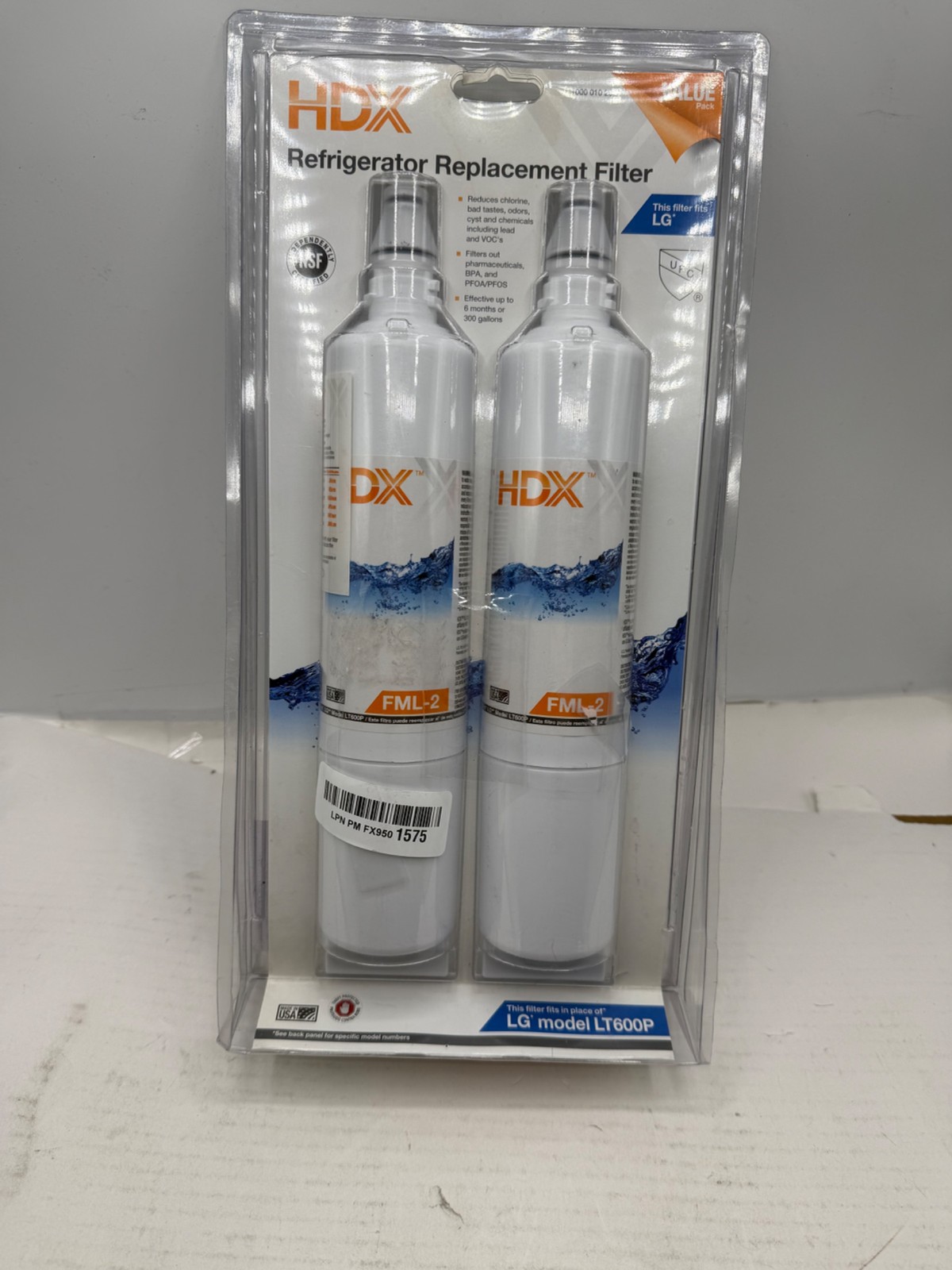 HDX FML-3 Replacement Water Filter / Purifier for LG Refrigerators 2 Pack