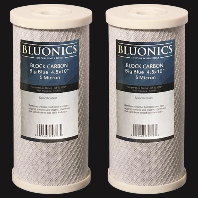 Bluonics 2-PK Carbon Block 10 x 4.5″ Whole House Charcoal Water Filters 5 Micron