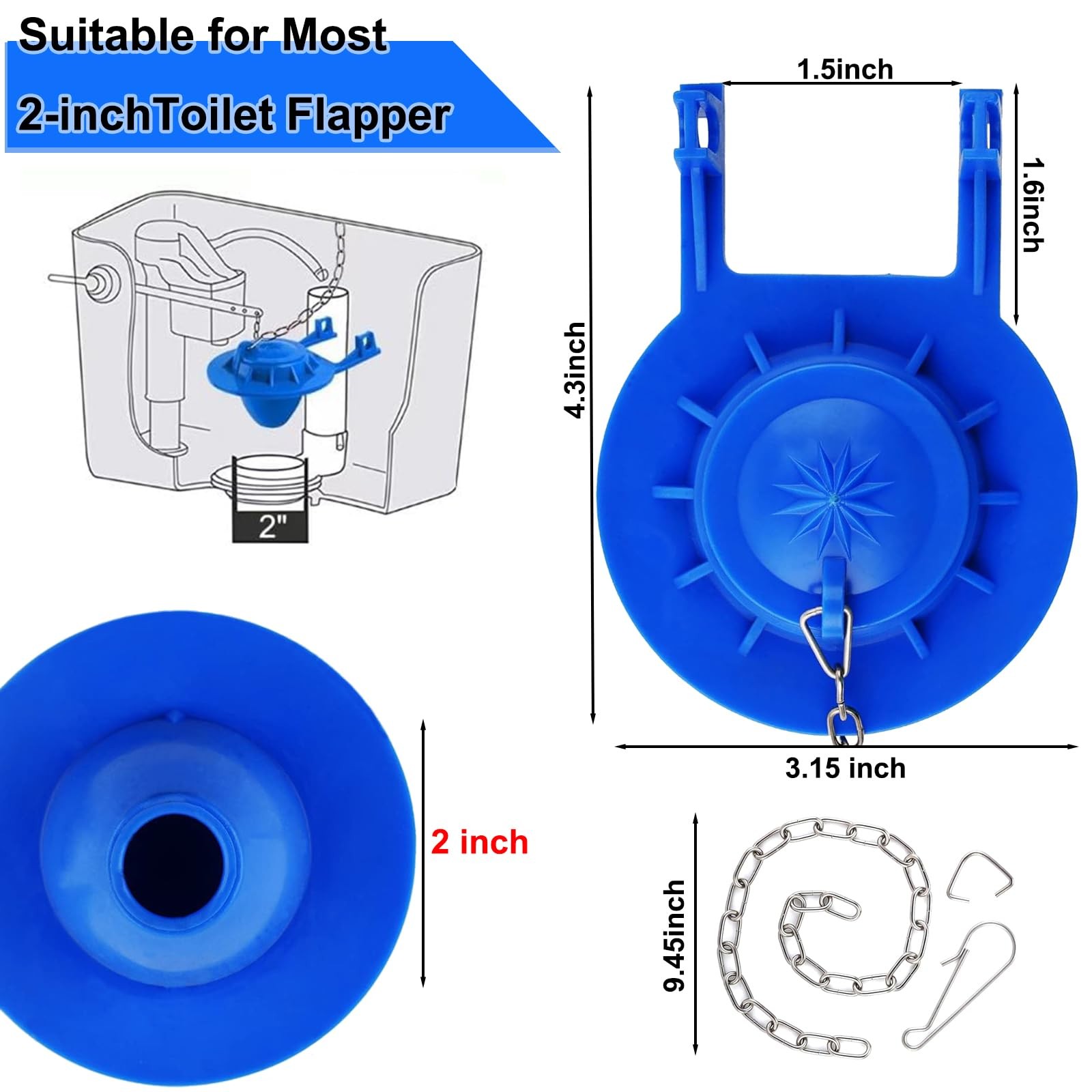 Toilet Flapper Replacement Kit 2 Inch Universal Toilet Tank Flusher Parts Ins…