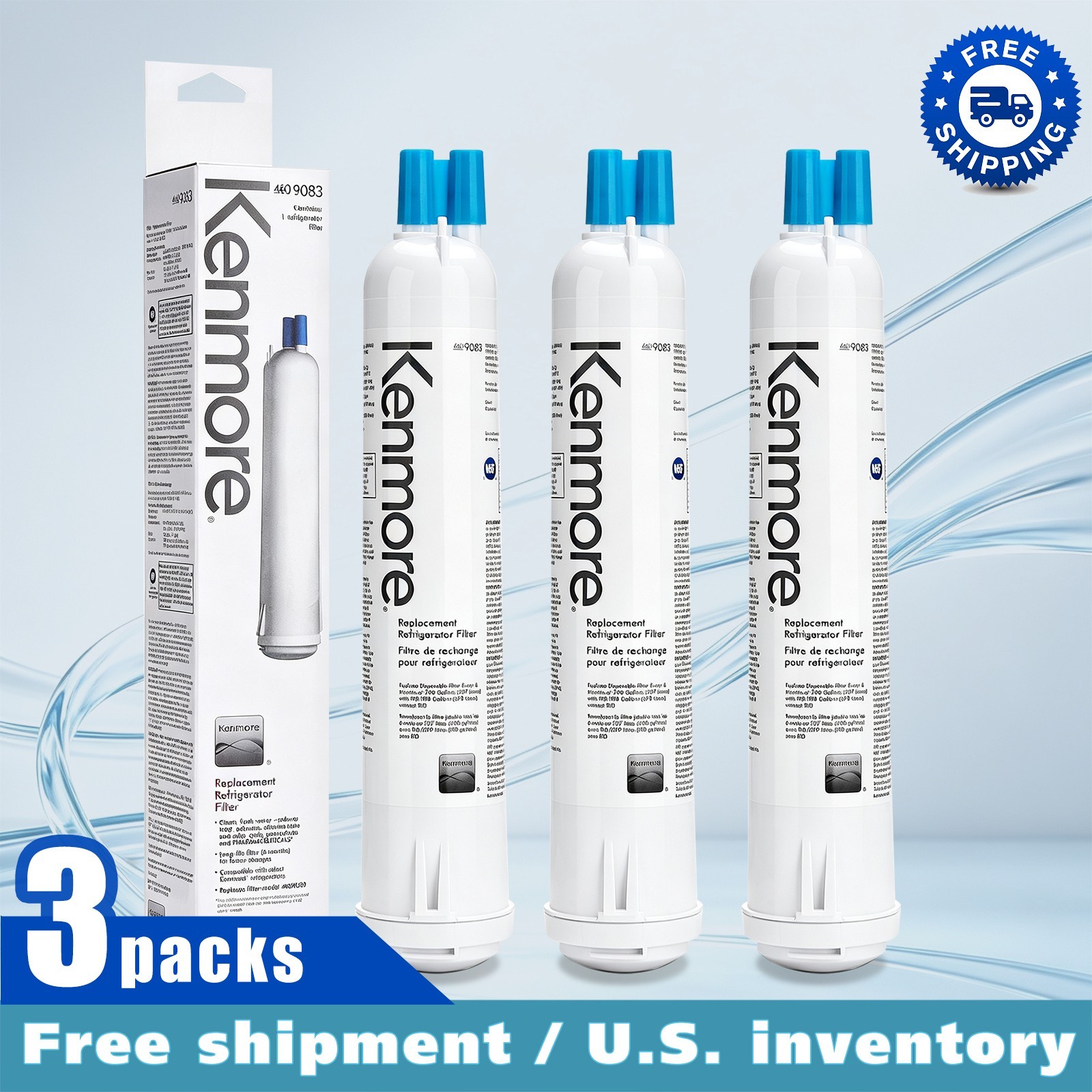 Kenmore 9083 469083 9020 Replacement Refrigerator Cartridge Water Filter 3 Packs
