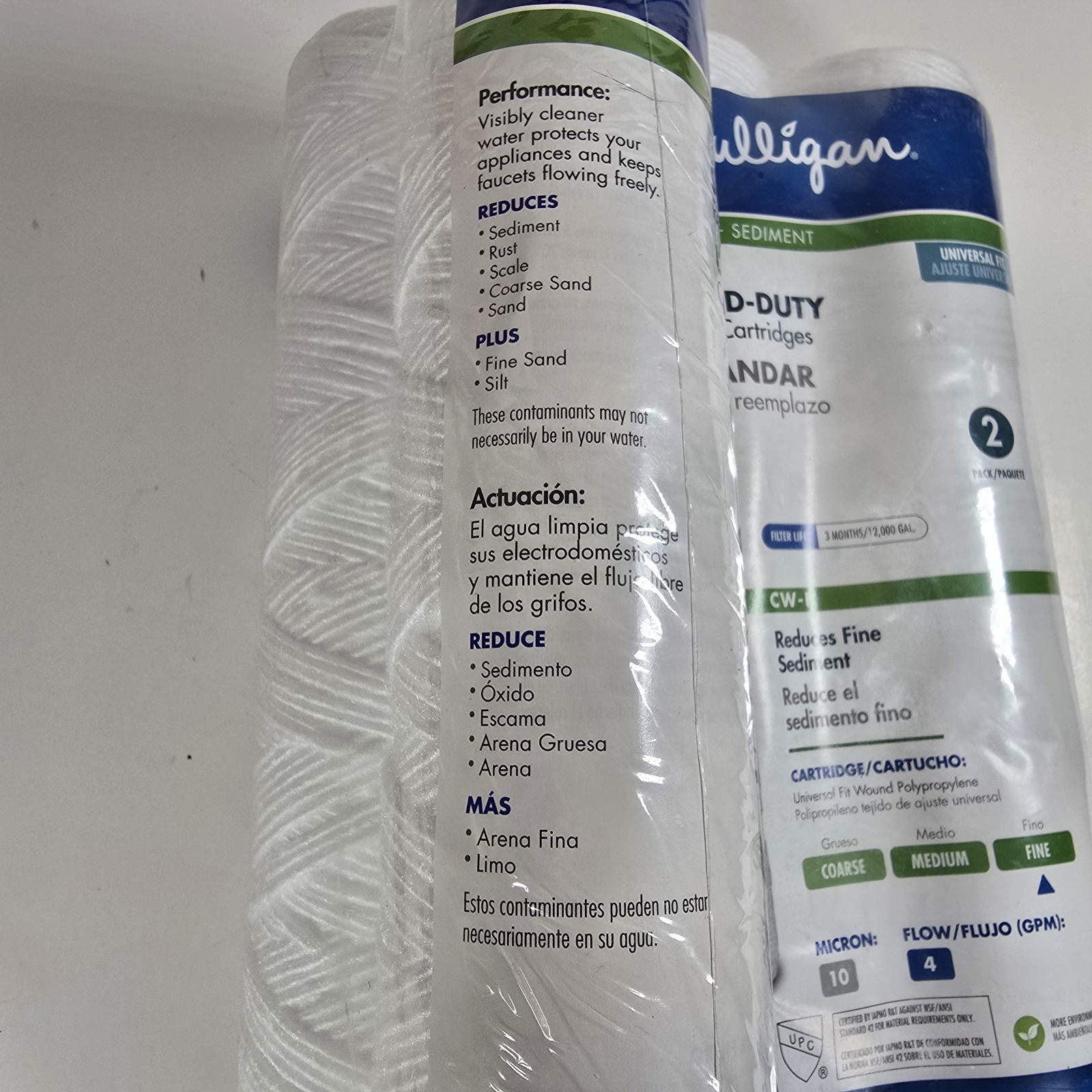CW-F Whole House Sediment Water Filter Cartridges Lot of 2 Two Packs 10 Micron