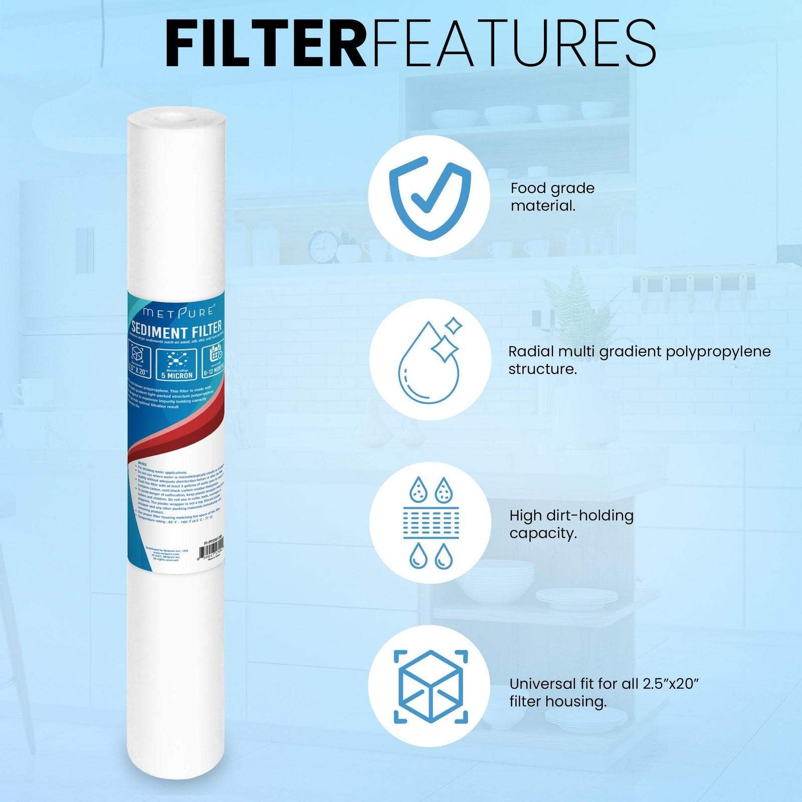 1 to 50 PACK 20″ x 2.5″ Whole House Sediment Water Filter Cartridges 5 Micron PP