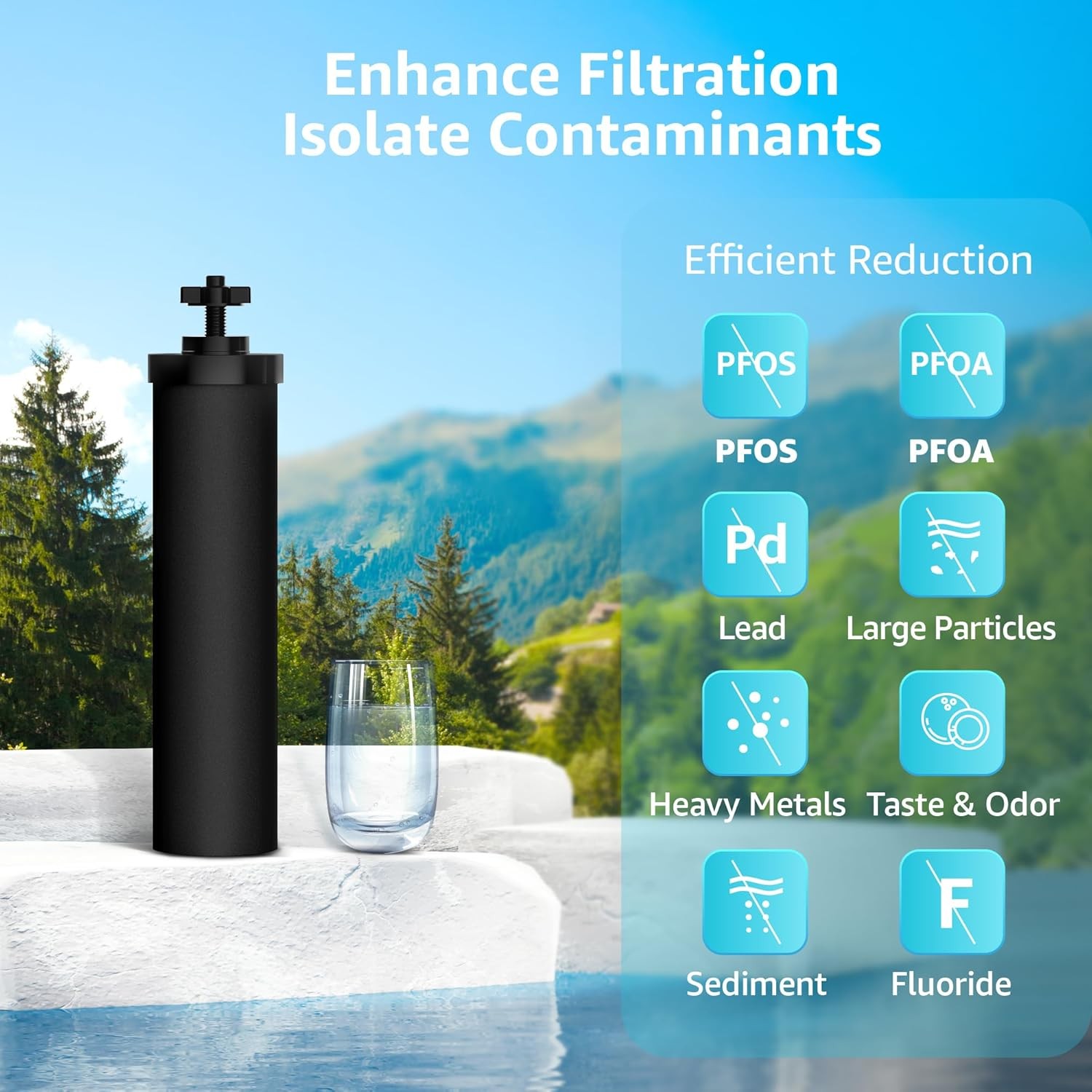AQUACREST Berkey® BB9-2 Black Water Filter, NSF/ANSI 372 Certified , Pack of 10
