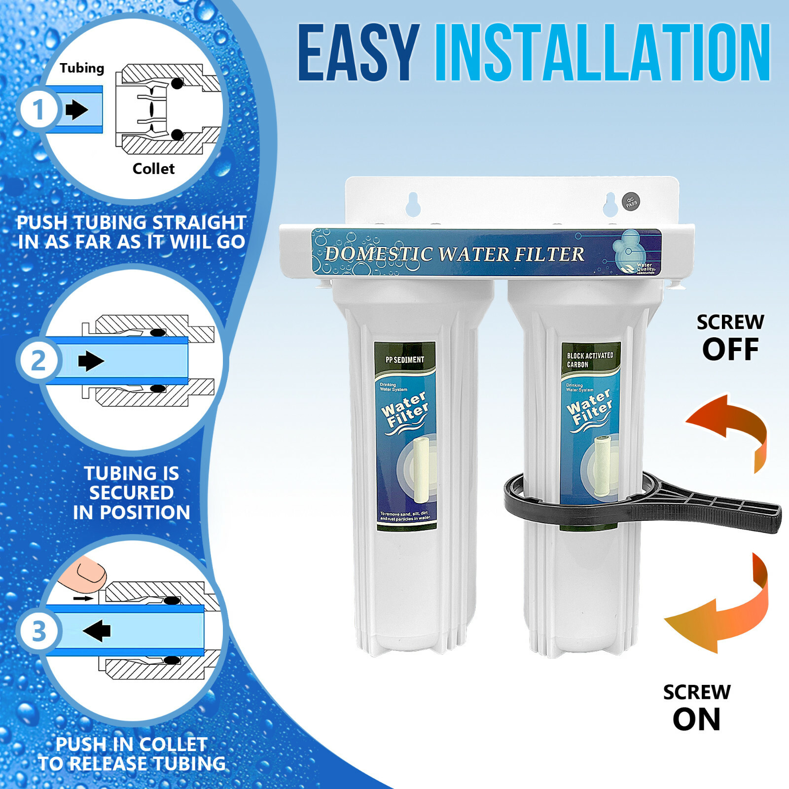 2 Stage Under Sink Drinking Water Filtration Unit: and Yearly Supply of Filters