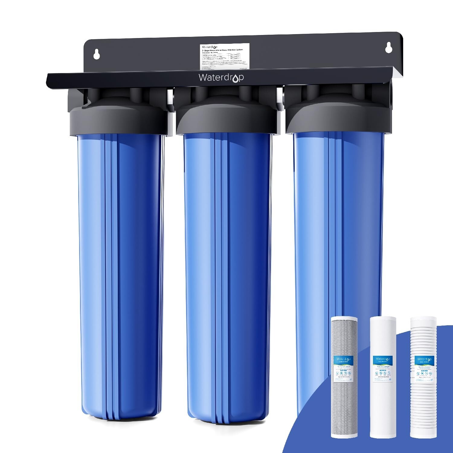 Waterdrop 3-Stage Whole House Water Filter System,Reduce Carbon Filter&Sediment