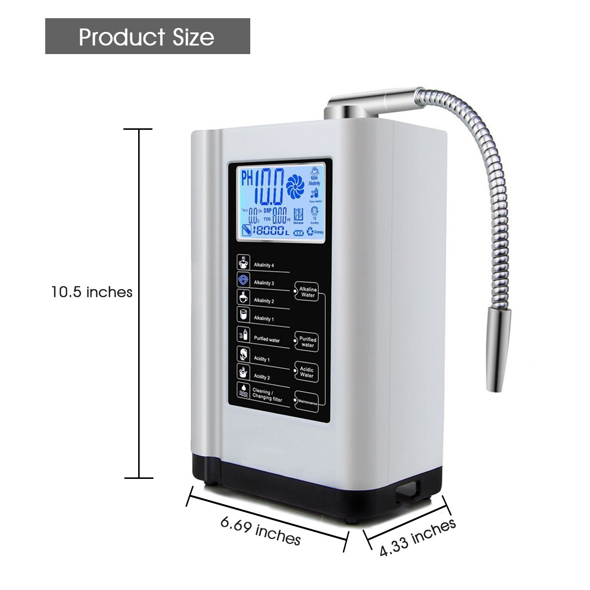 Alkaline Water Ionizer machine hydrogen water Purifier pH3.5-10.5 Water filter