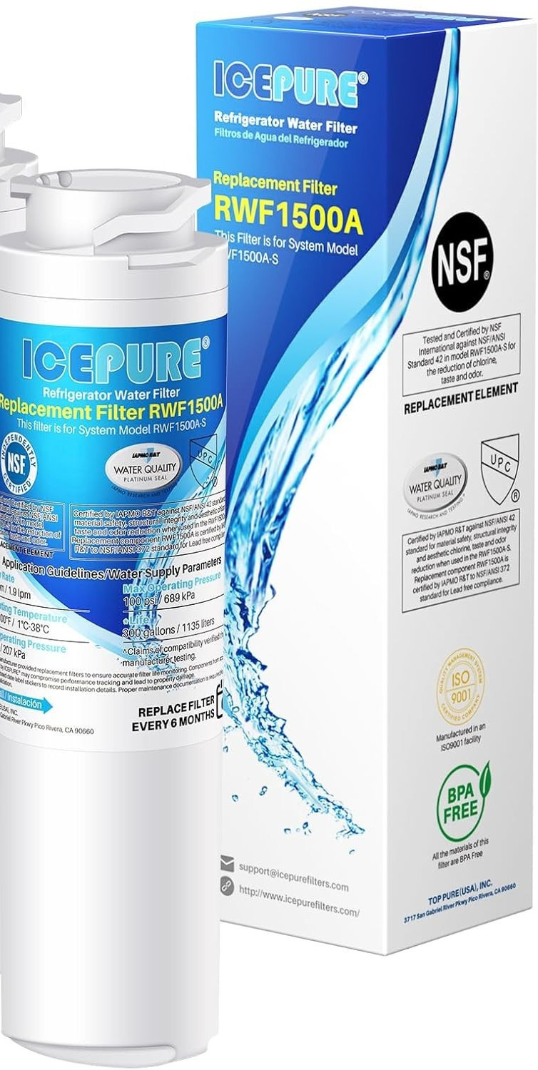 IcePure Replacement Water Filter RWF1500A Compatible with GE® 101820A 101821B