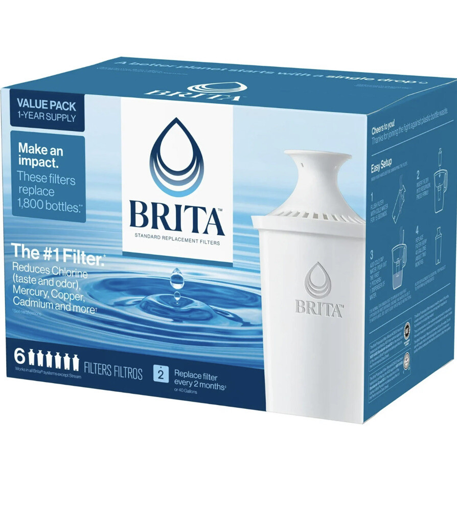 Brita 6-PK STANDARD REPLACEMENT FILTER | PITCHERS & DISPENSERS Water Filtration
