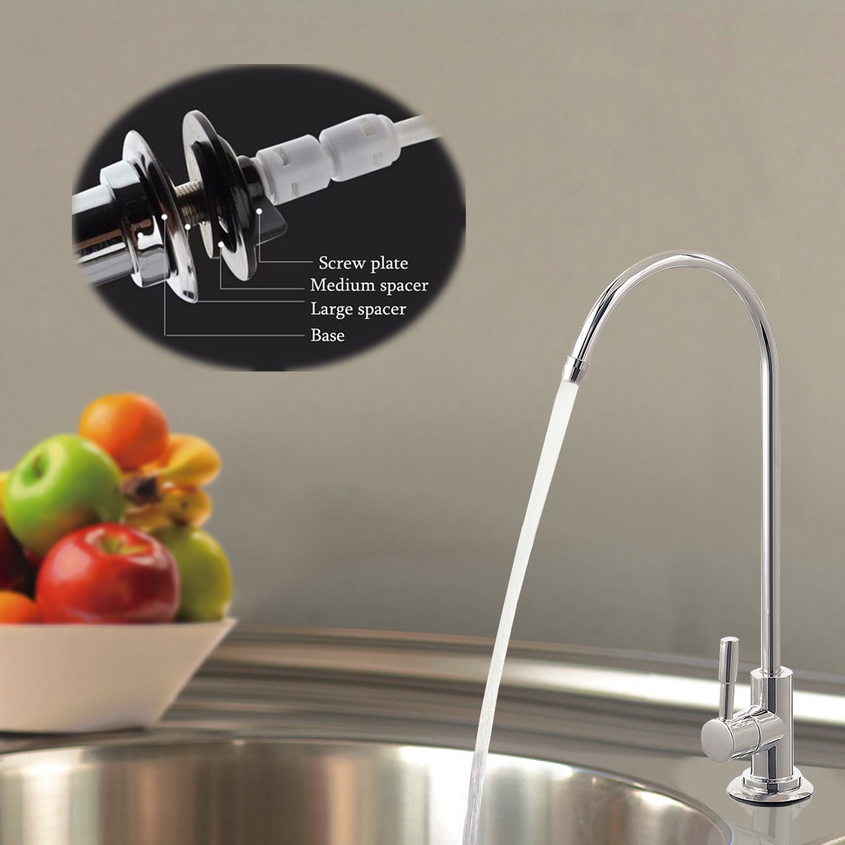 1/4» 1/2″ Kitchen Sink Faucet Tap Reverse Osmosis Drinking Water Filter