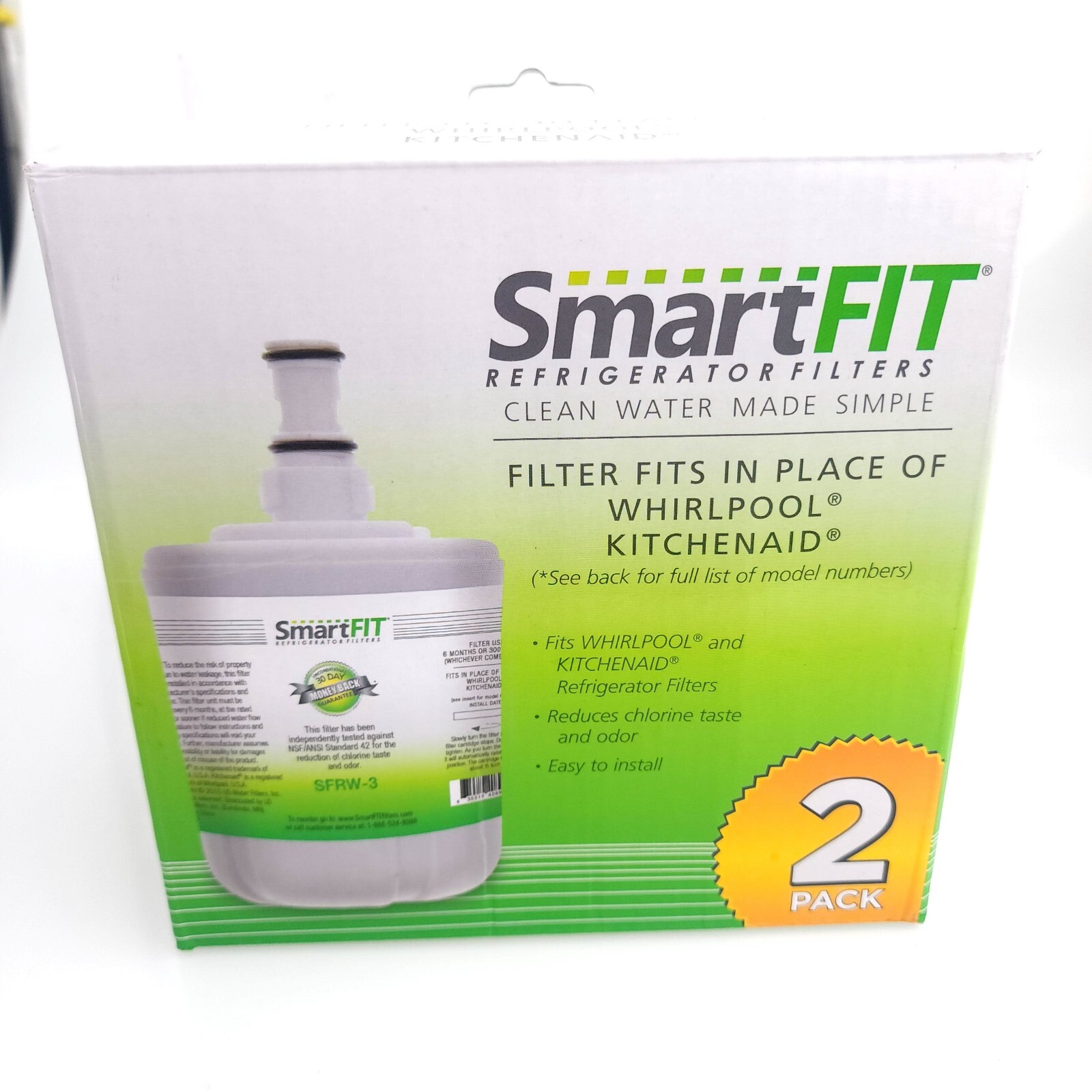 Smart fit Refrigerator Filter Compatible Kitchen Whirlpool 2 Pack USA Seller