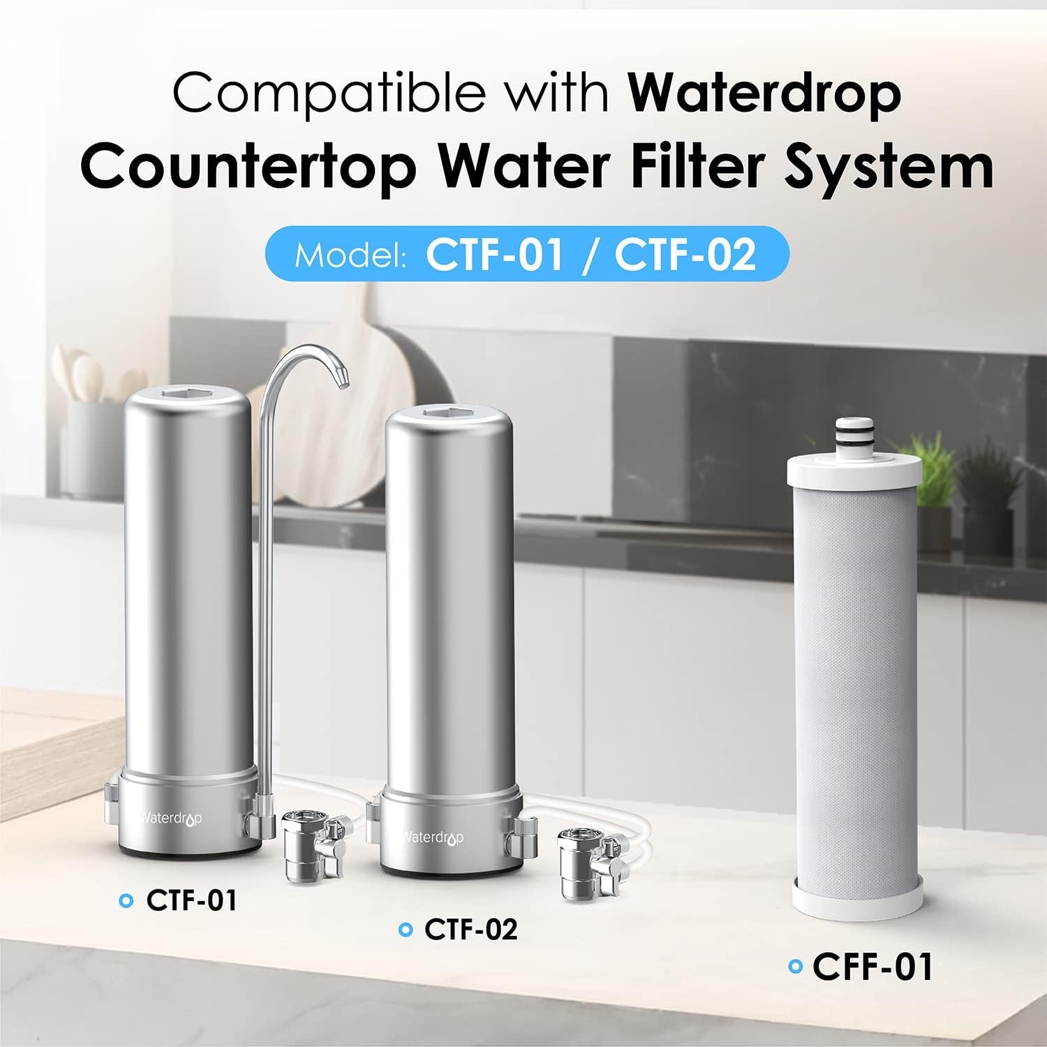 Waterdrop Replacement Faucet Filter,Countertop Water Filter,5-stage,1 Pack