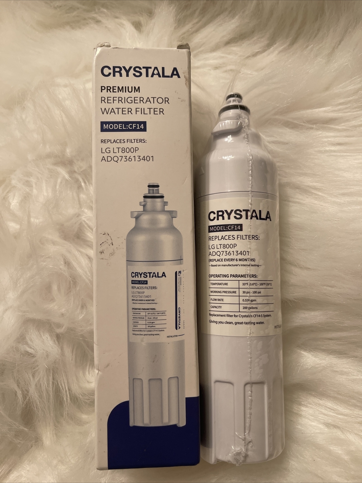 Crystala Filters LT800P Refrigerator Water Filter, Compatible with LG LT800P