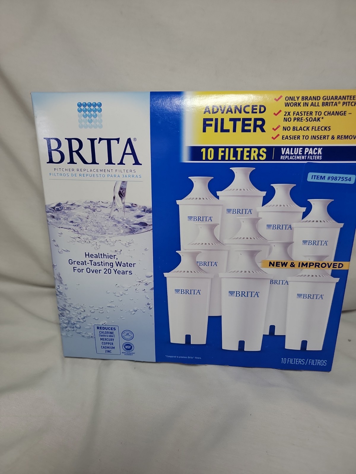 Genuine OEM Brita 987554 Pitcher Replacement Filters: 10 Pack Lot New