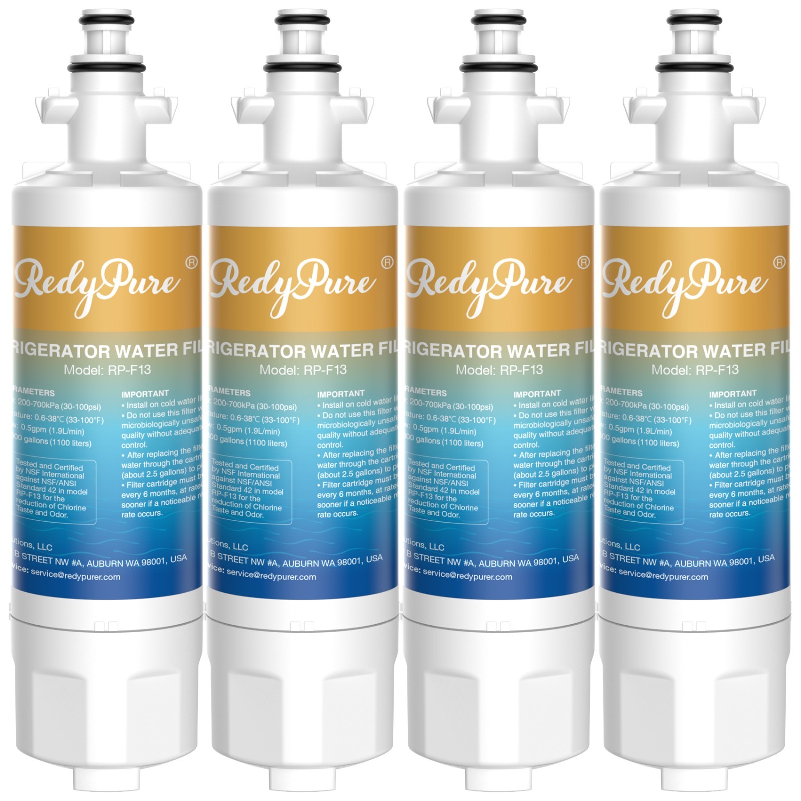 4 Pack Redypure Refrigerator Water Filter Replacement For LG LT700P, ADQ36006101