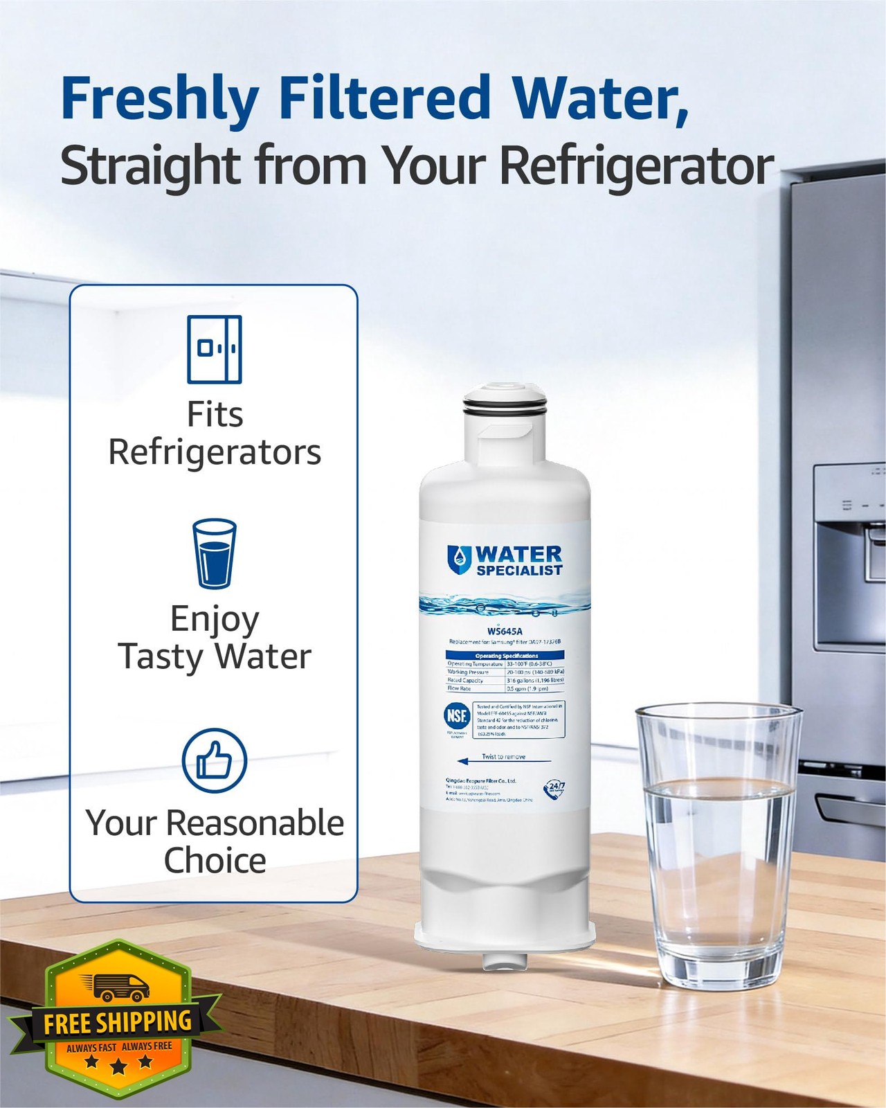 Waterspecialist WS645A Fridge Filter 4 Pack