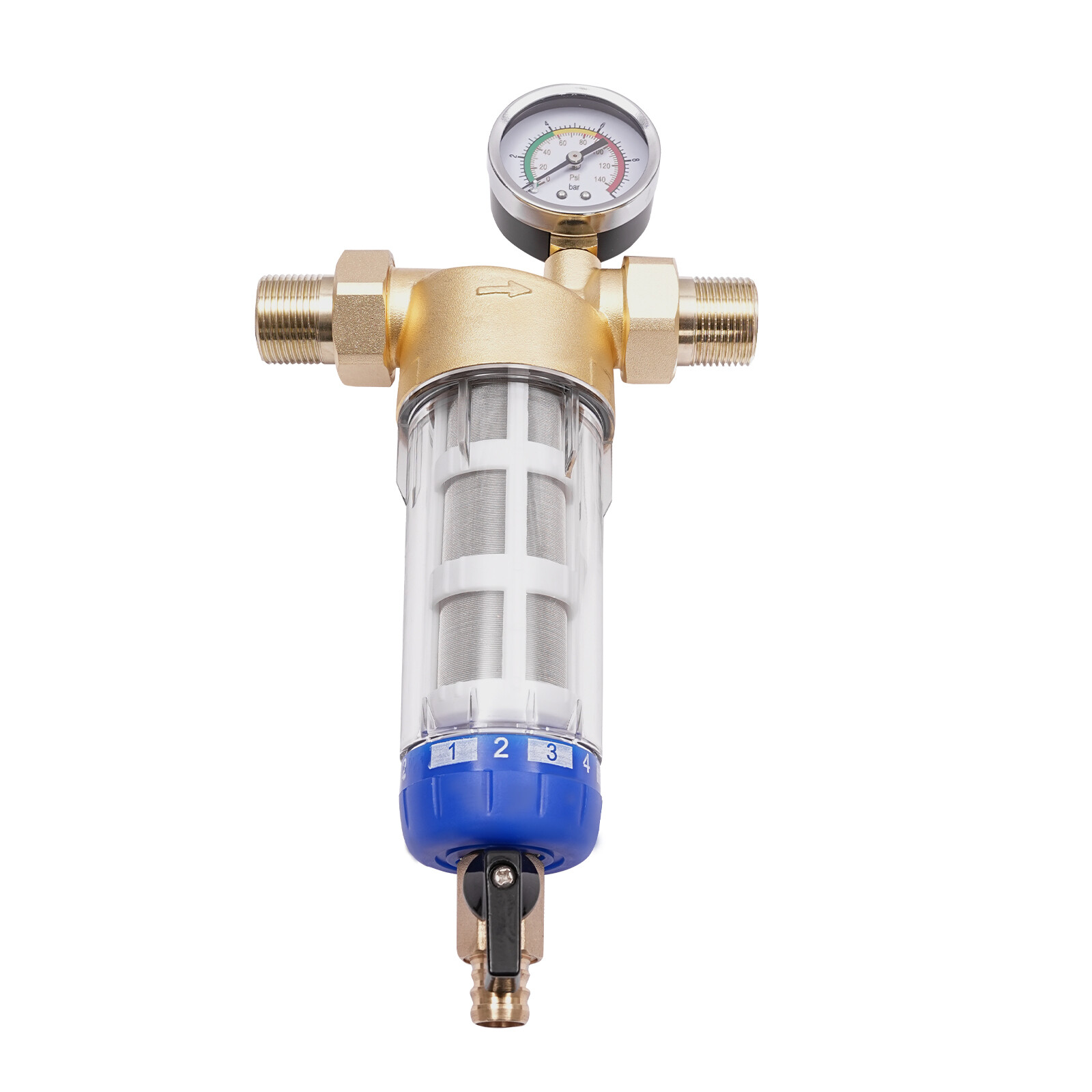 1-20bar Home Water Filter, Whole House Flushable Pre-Filtration System Reusable