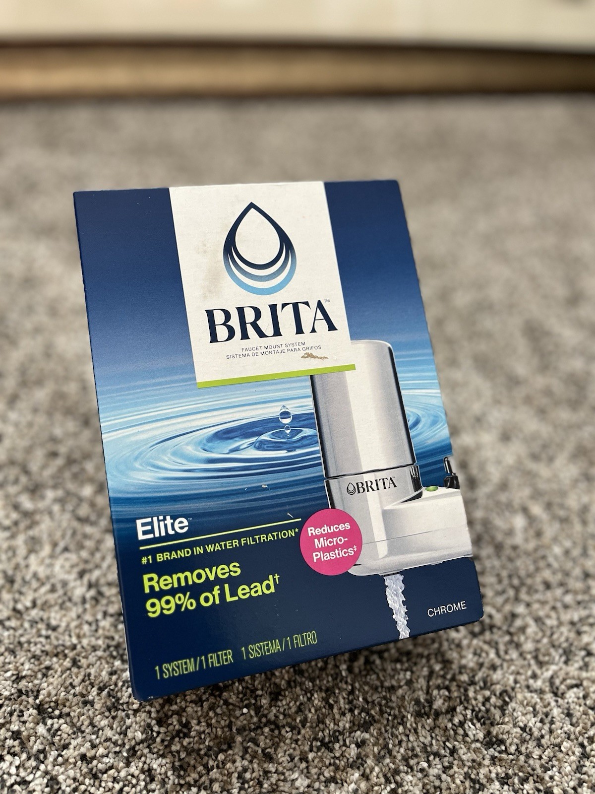 New Sealed Brita Elite Water Faucet Filtration Mount System Chrome