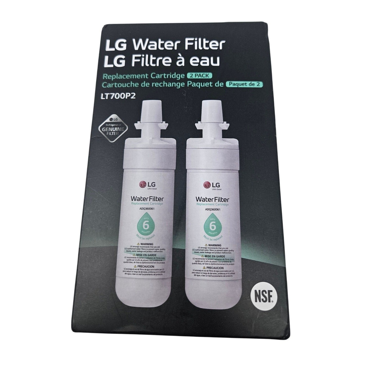 NEW LG Water Filter 2 Pack Replacement Cartridge LT700PT Fridge NSF