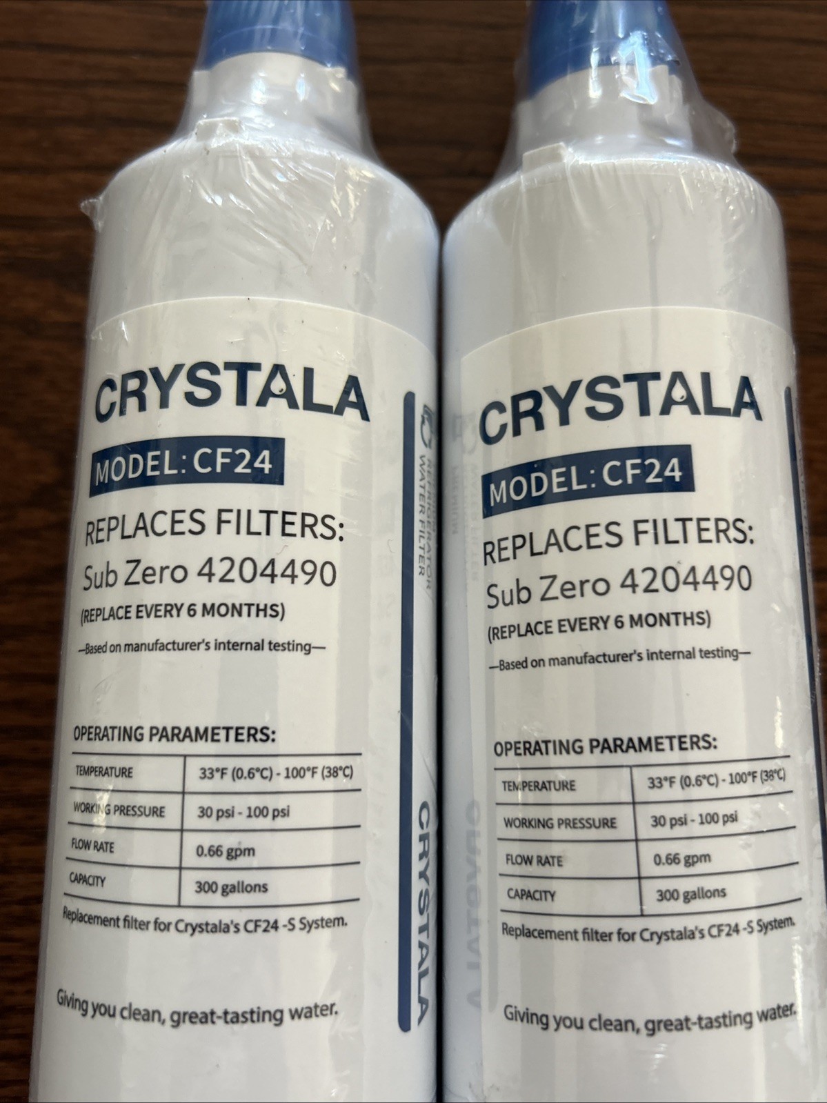2 PACK Crystala Filters Water Filter Replacement for Sub-Zero 4204490, 4290510
