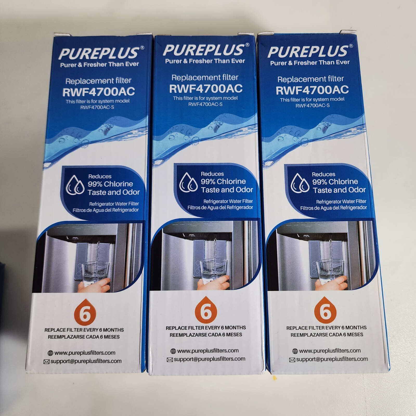 PurePlus RWF4700AC Water Filter 3 Pack + Carbon Filter 3 Pack AF004