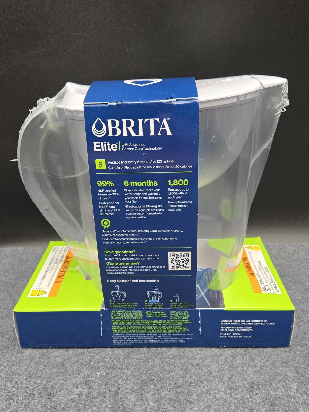 Brita Elite Large 10 Cup Water Filter Pitcher 6 Month Filter NEW SEALED