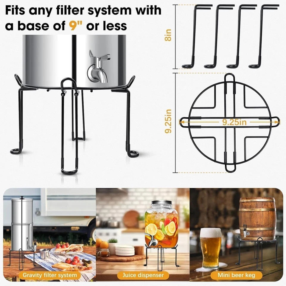 Water Filter Stand 8» Tall 9» Diameter Match for Berkey Big and System, Stain