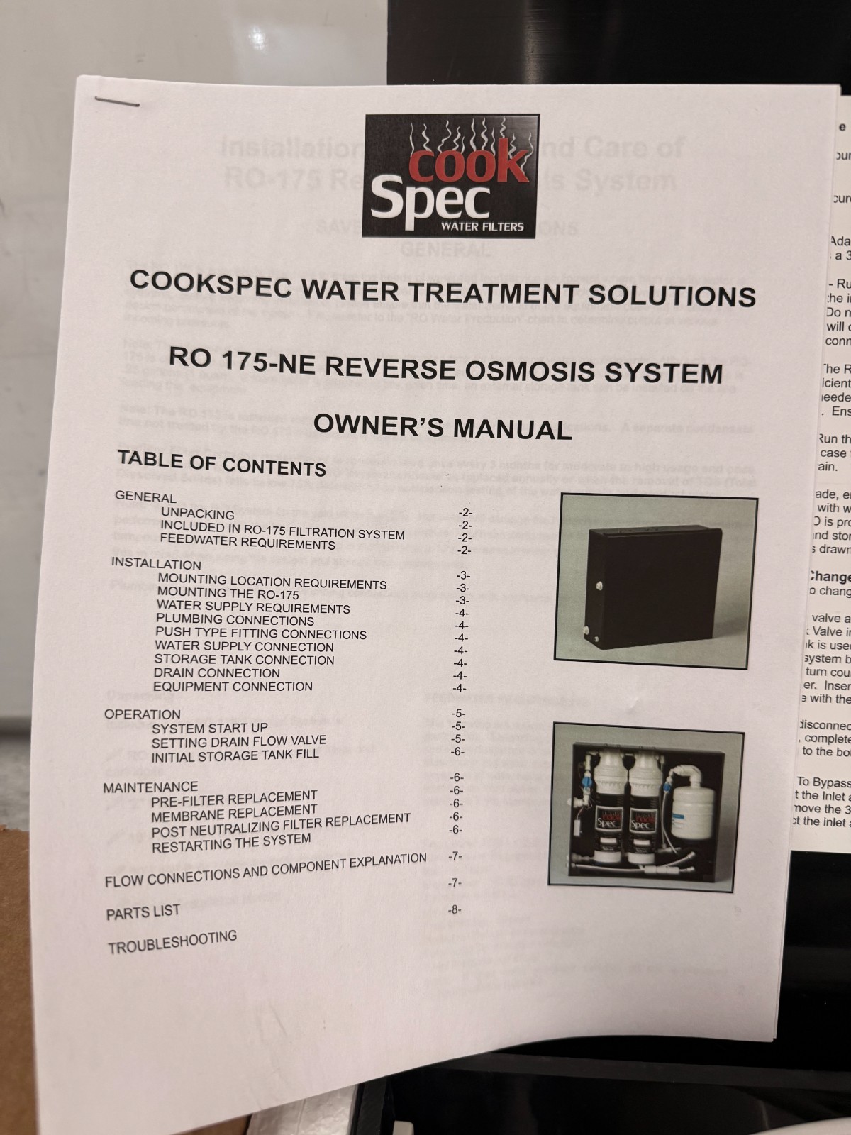 Electrolux Aqualux CookSpec Water Treatment Reverse Osmosis System # RO 175-NE
