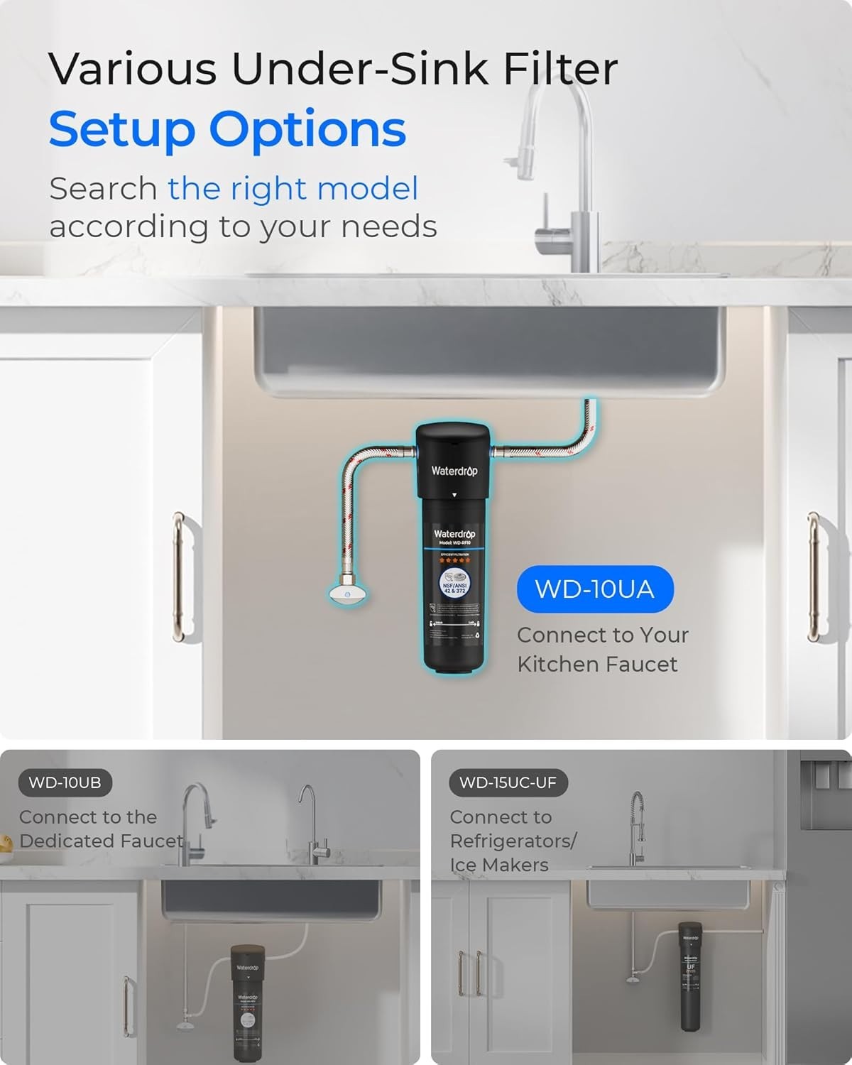 Waterdrop 10UA Under Sink Water Filter System, 8K Gallons High Chlorine Reductio