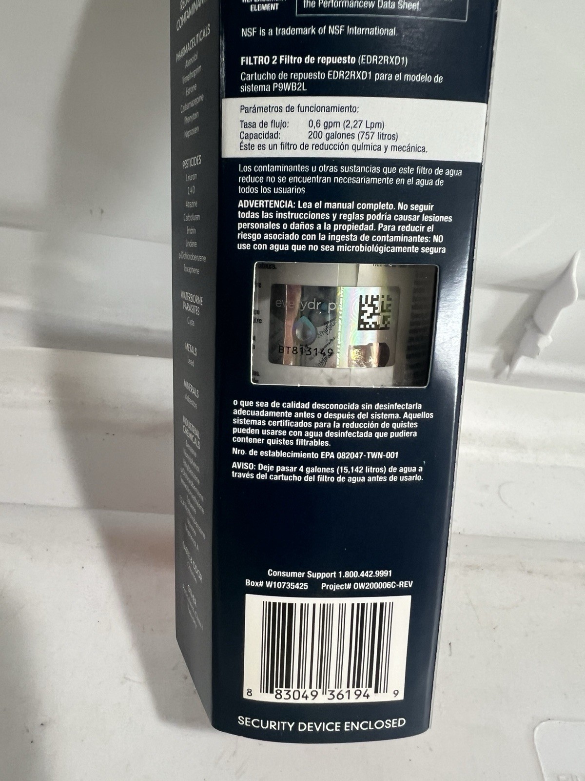 Ice and Water Refrigerator Filter 2 EDR2RXD1 Single NEW