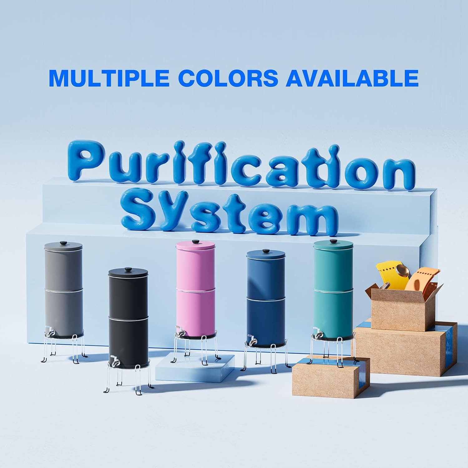 Purewell 3 Stage Gravity Water Filter System 304 Stainless Steel 2.25G
