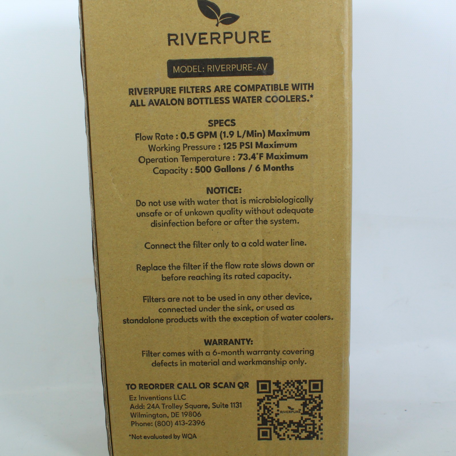 RIVERPURE AV DUAL STAGE WATER COOLER FILTERS FOR AVALON BOTTLELESS WATER COOLERS