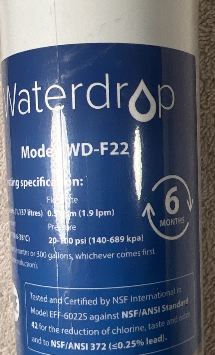 New Sealed Waterdrop WD-F22 Replacement For GE MSWF Refrigerator Water Filter