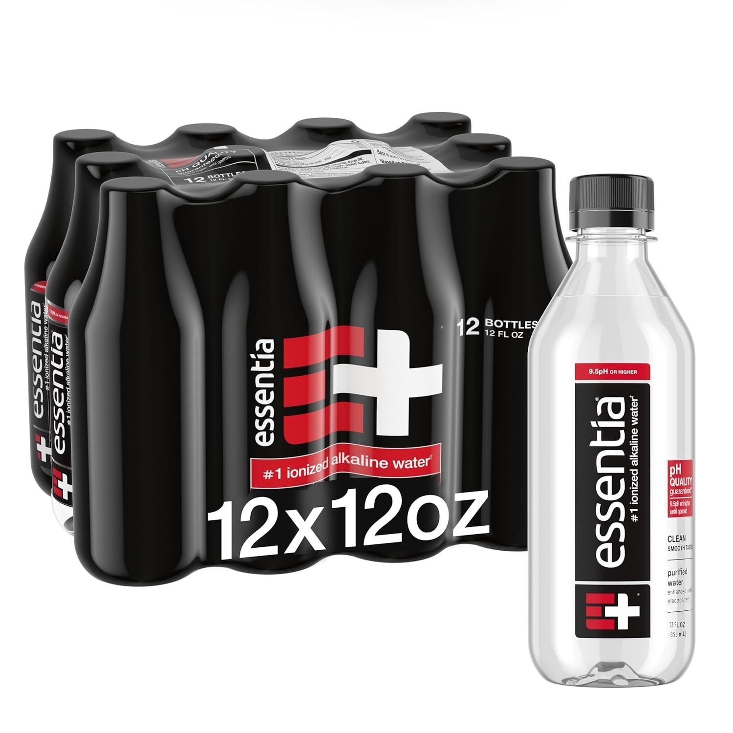 12-Pack Essentia Water: Supercharged Ionized Alkaline with pH 9.5 – 144 Oz Total