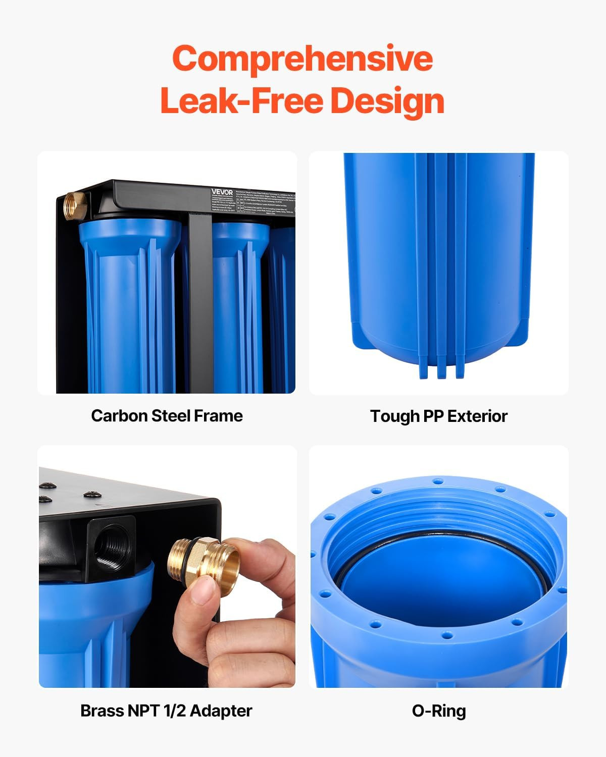 RV Water Filter with Bracket, 3-Cartridge 2.5 X 10 in Water Filter System for Rv
