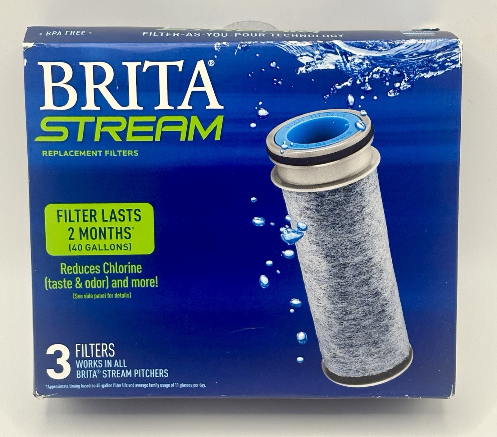 Brita Stream Replacement Filters 3 Pack New Sealed Pitcher Water Filter