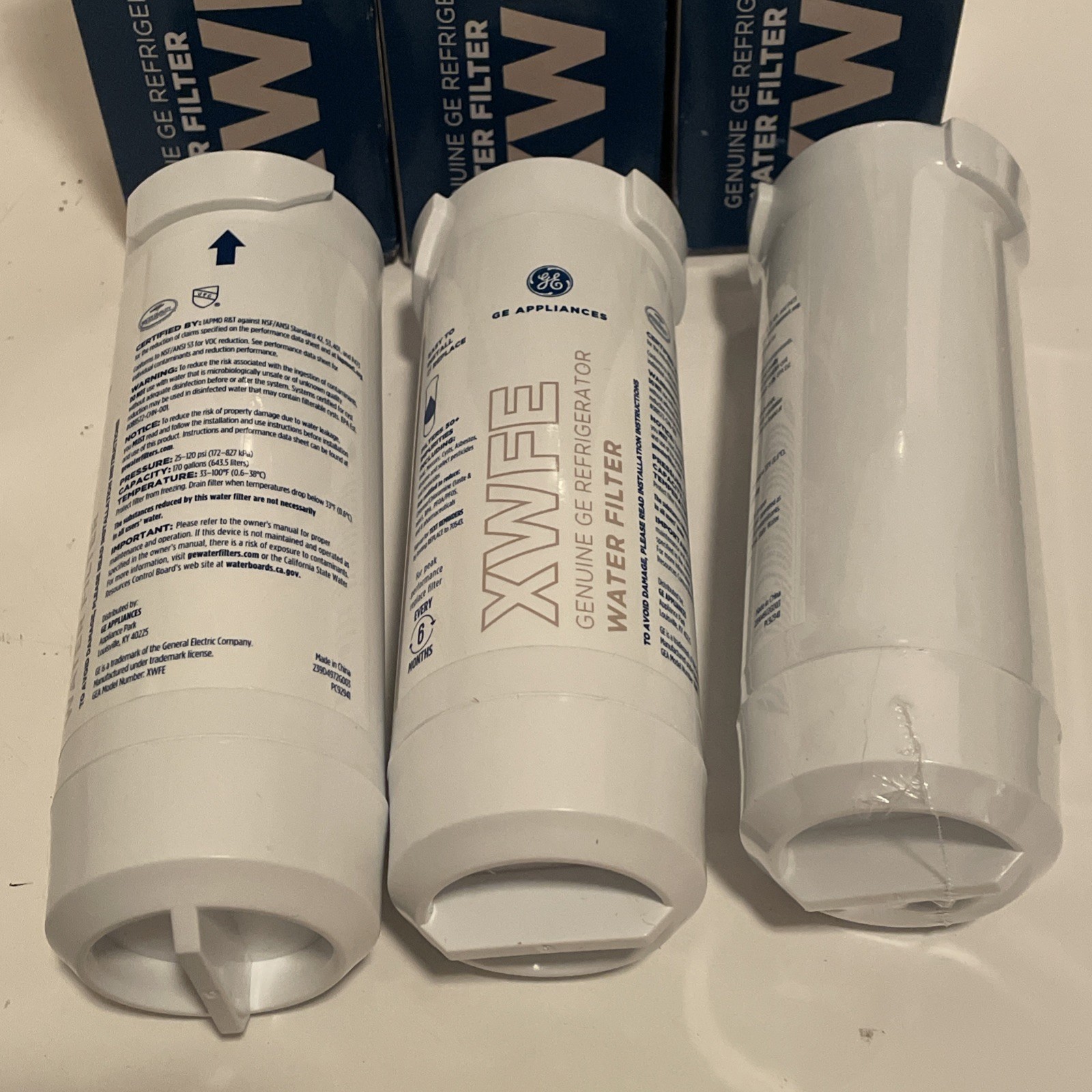 Lot Of 3 Genuine GE XWFE Refrigerator Filter, (NO CHIP) 1 Factory Sealed- New