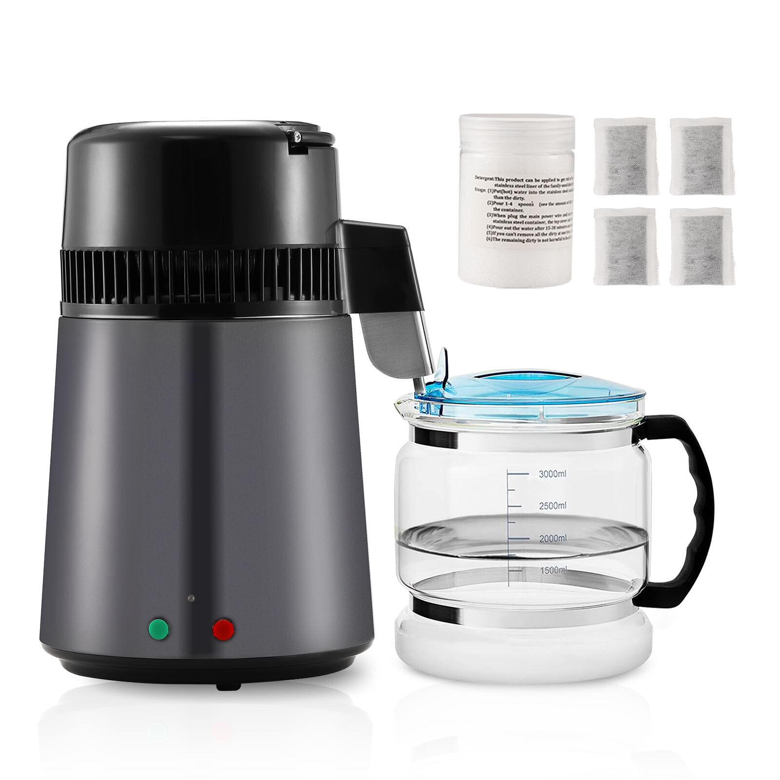 VEVOR Water Distiller 4L Water Purifier Countertop Stainless Steel Interior 750W