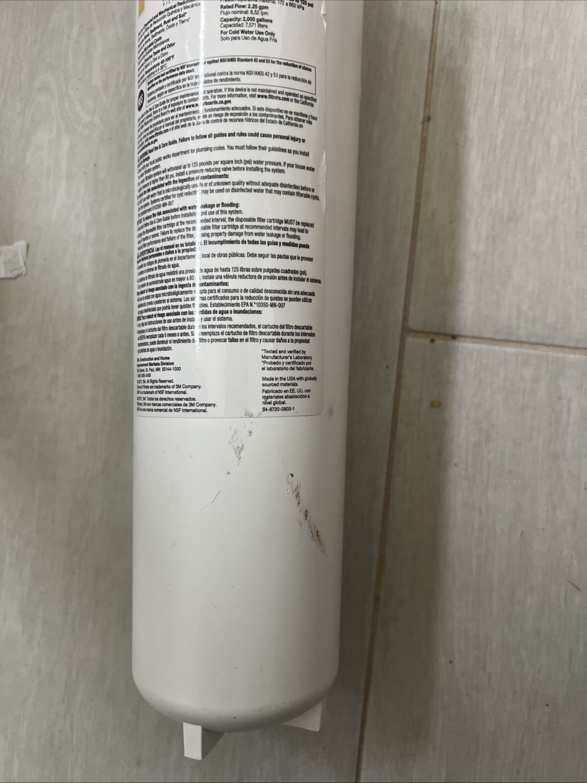 Filtrete Advanced Under Sink Quick Change Water Filtration Filter 3US-PF01,