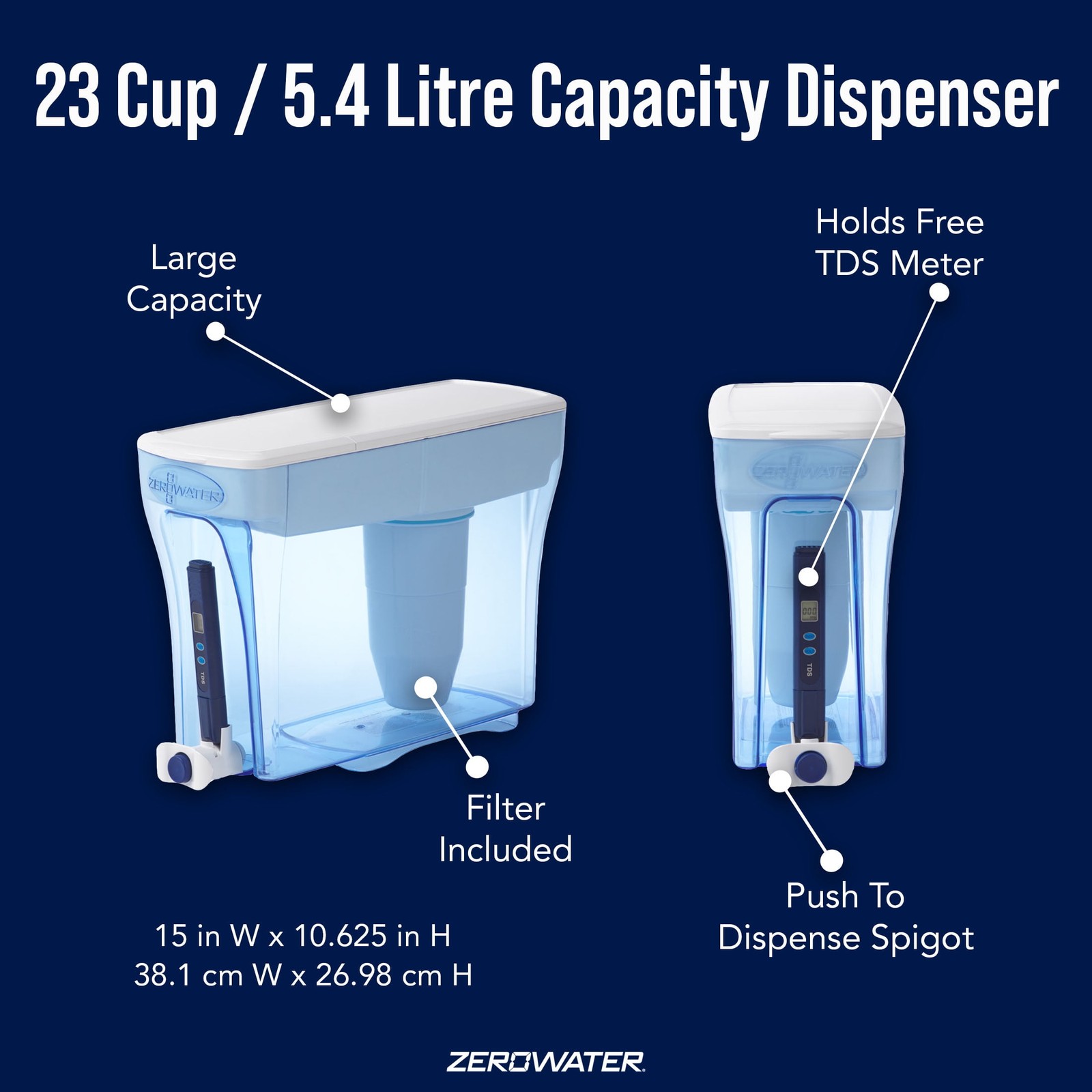 ZeroWater 23 Cup 5-stage Water Filtration Dispenser