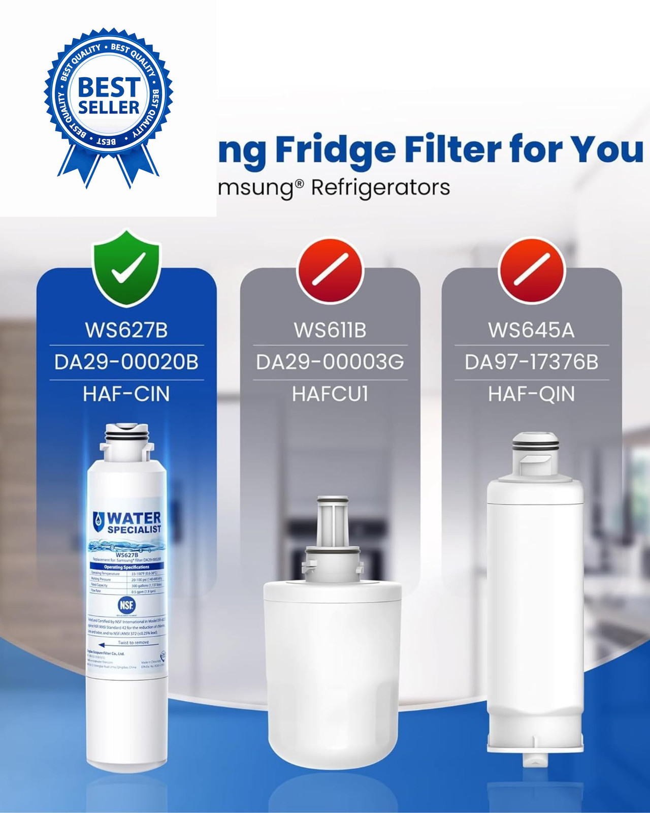 Waterspecialist WS627B Water Filter for 3 Count (Pack of 1), White