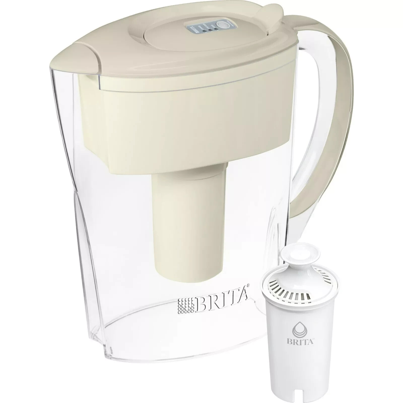 Brita Space Saver Plastic 6-Cup Water Filter Pitcher, Beige