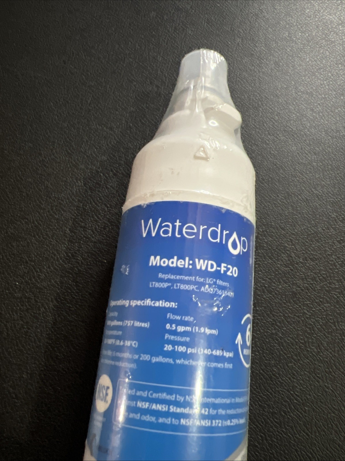 WaterDrop WD-F20 LG Refrigerator Water Filter for LT800P LT800PC ADQ73613401