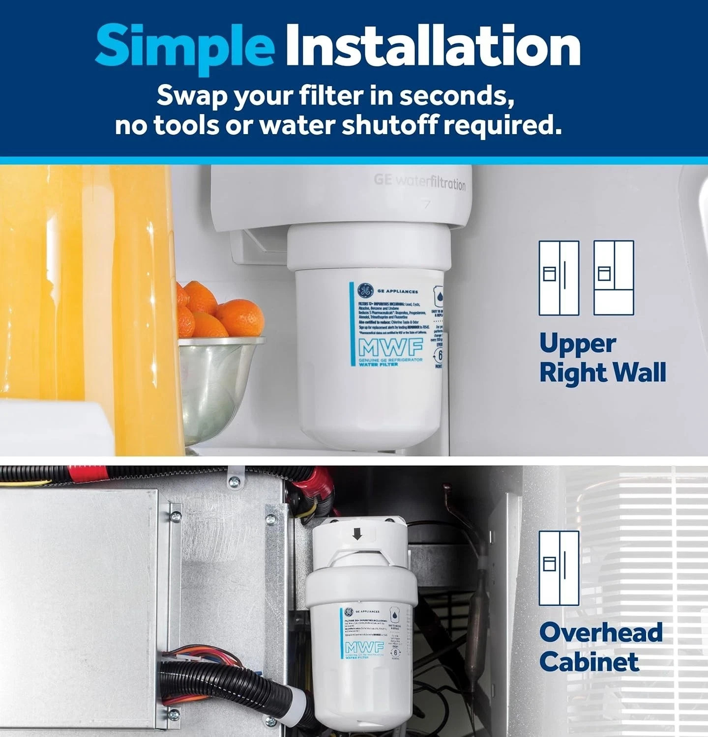 Genuine GE MWF SmartWater Refrigerator Water Filter Replacement